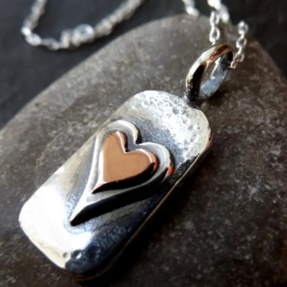 Elegant Two-Tone Heart Pendant Necklace
